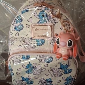 Disney Parks Stitch and Angel Kids Backpack - Cream and Blue